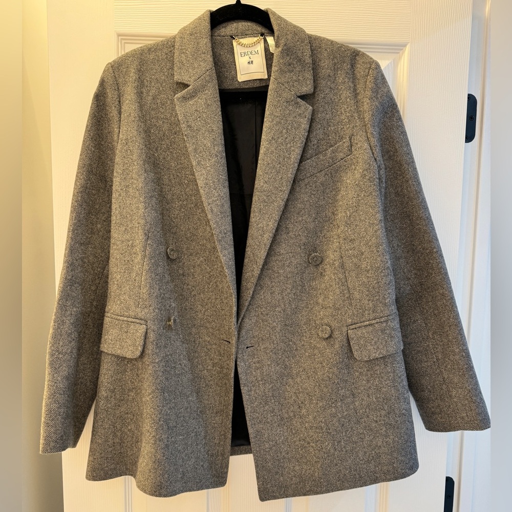 H&M x Erdem Designer Gray Tweed Suit Sz 12 - RARE